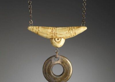 Porcelain Necklace with Bronze Glaze and Stains © Sharon Alexander
