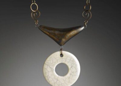Porcelain Necklace with Bronze and Crackle Glazes © Sharon Alexander